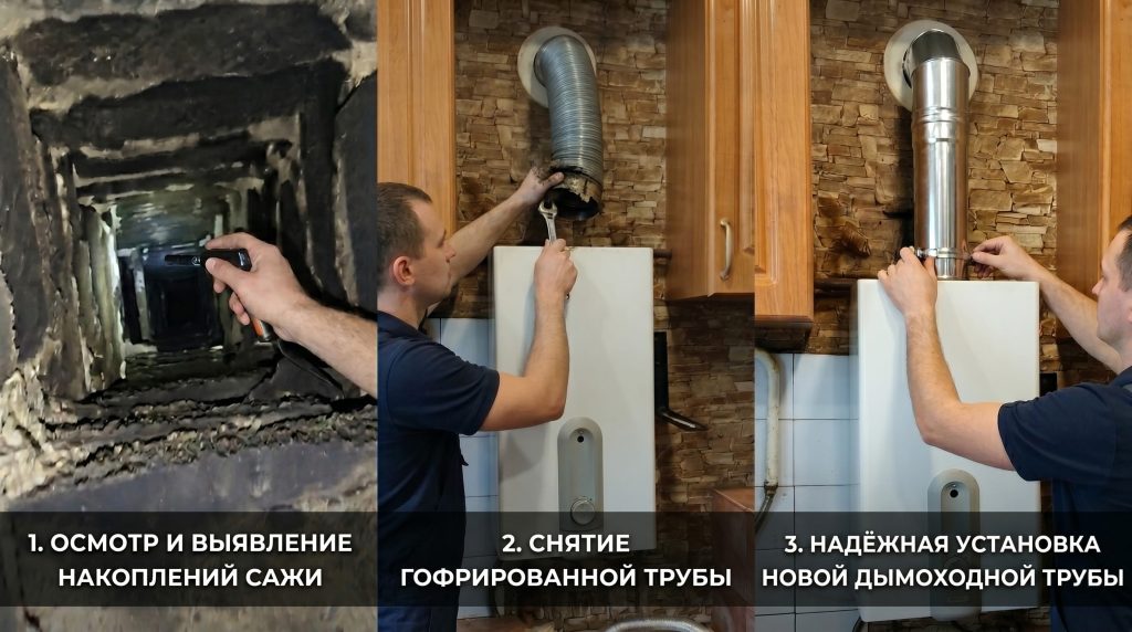 Газовики требуют убрать гофру, акт на дымоход